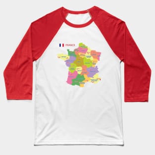 Administrative Map of France Baseball T-Shirt